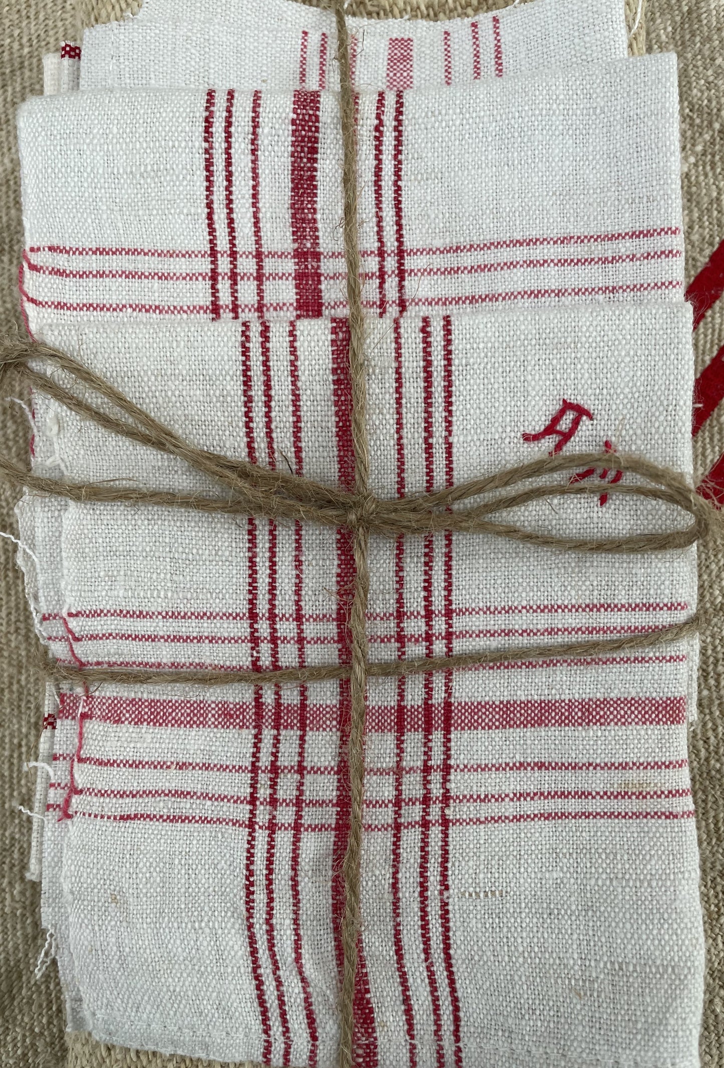 Antique French Linen & Grain Sack Fabric Pack